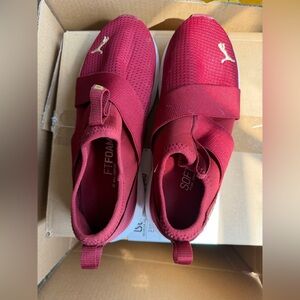 Puma Maroon Slip-On Athletic Sneakers with White Logo